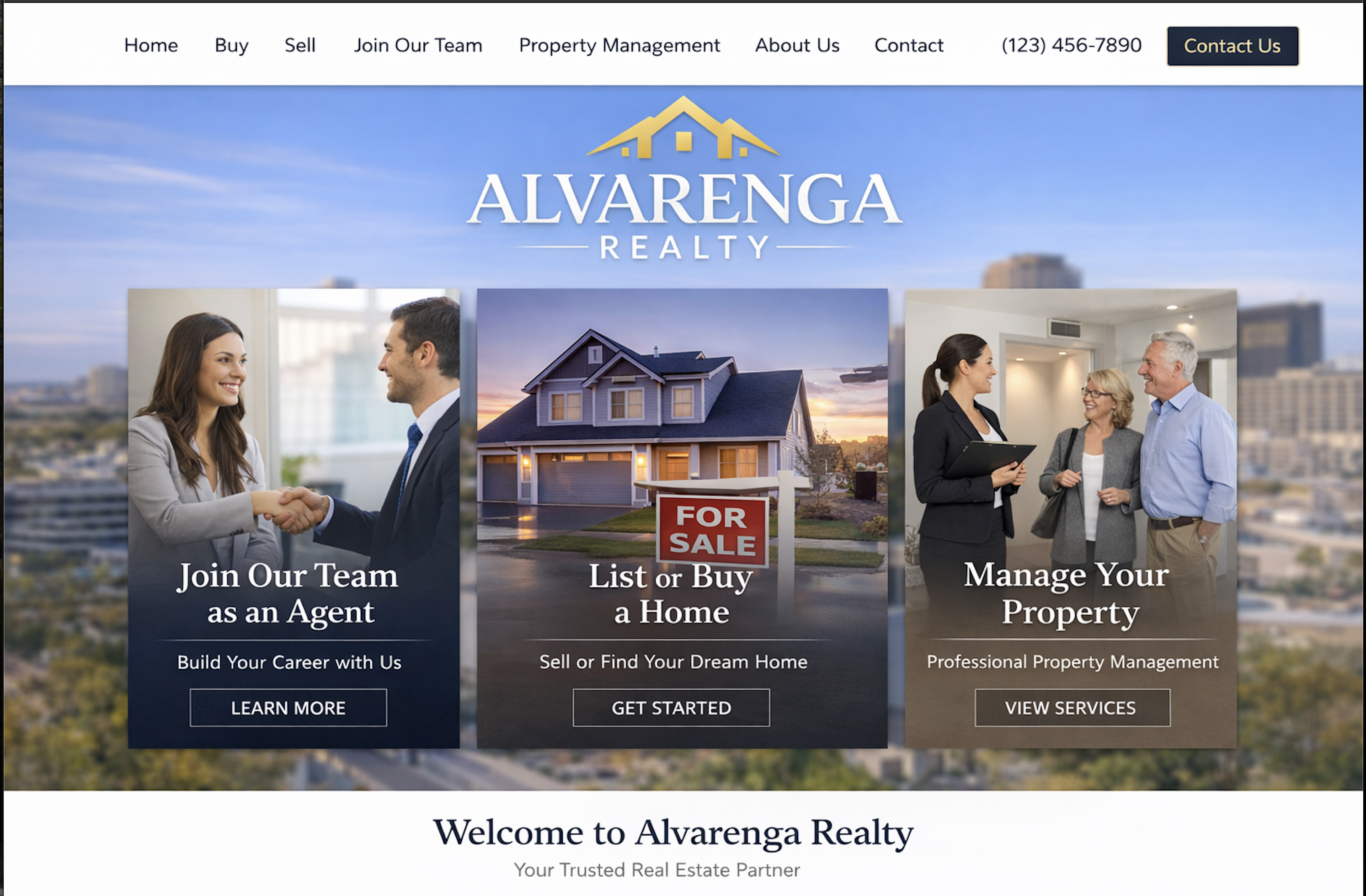 Alvarenga Realty homepage banner